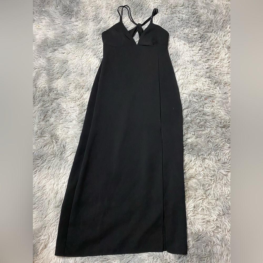 Zara Black Plunge Neck Sleeveless Gown